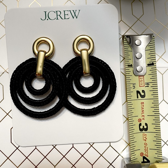 JCREW Layered Raffia Hoop Earrings NWT Black - Picture 4 of 12